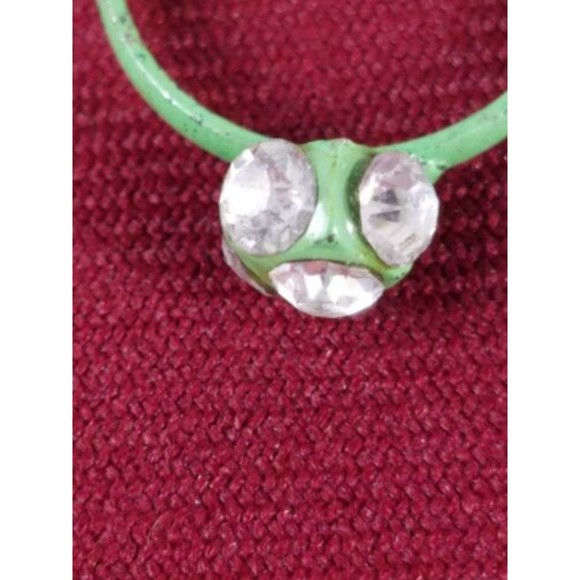 NWT! Womens Chuns Fashions Ring Green Band Clear Stones One Size Bling Jewelry - Picture 3 of 6